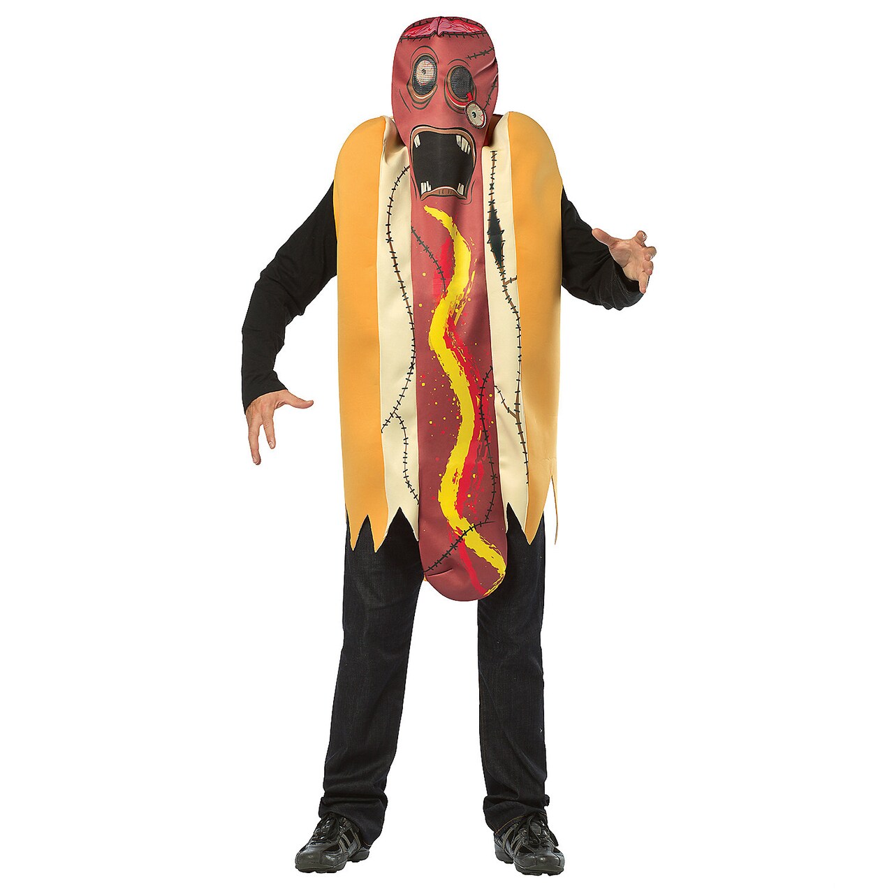 Zombie Hot Dog Adult Costume with Dangling Eye, Perfect for Themed Parties